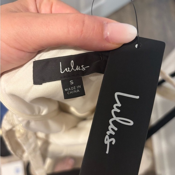 Lulu's Cream and Gold Leaf Mini Dress - Picture 5 of 5